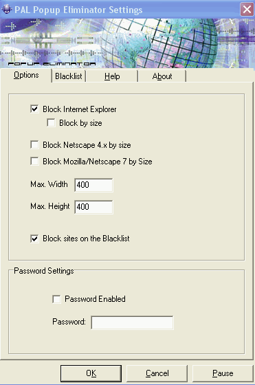 Screenshot of PAL Popup Eliminator 1.01
