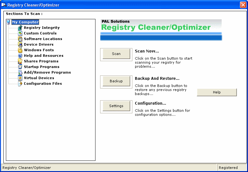 Screenshot of Registry Cleaner/Optimizer